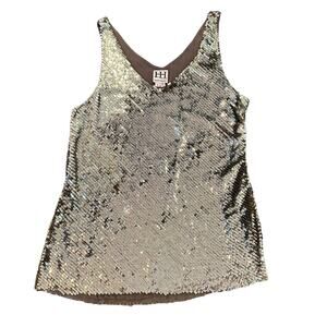 Haute Hippie Womens gold sequin tank, V-neck, Size Small